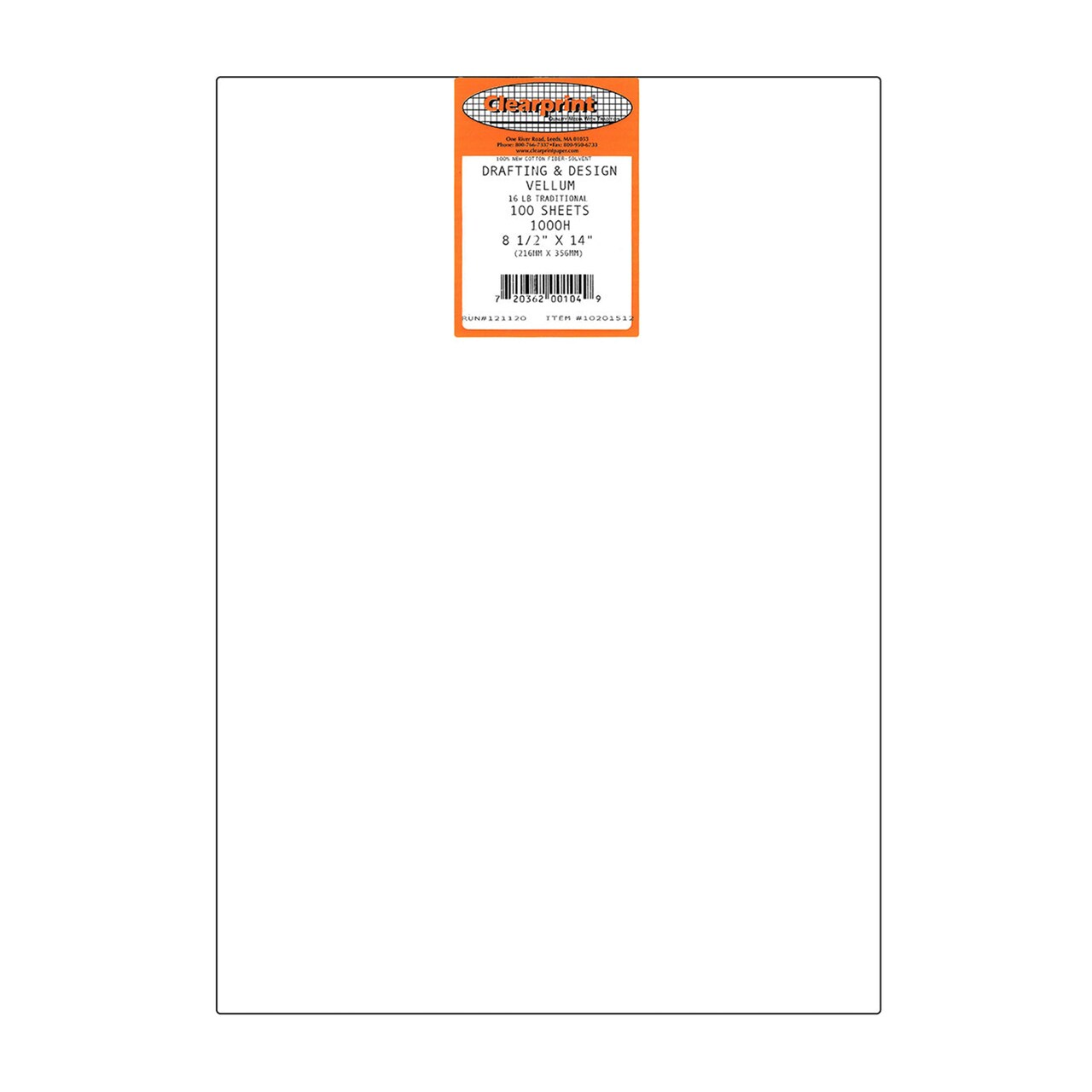 Clearprint 1000H Design Vellum Sheets, 16 lb., 100% Cotton, Pack